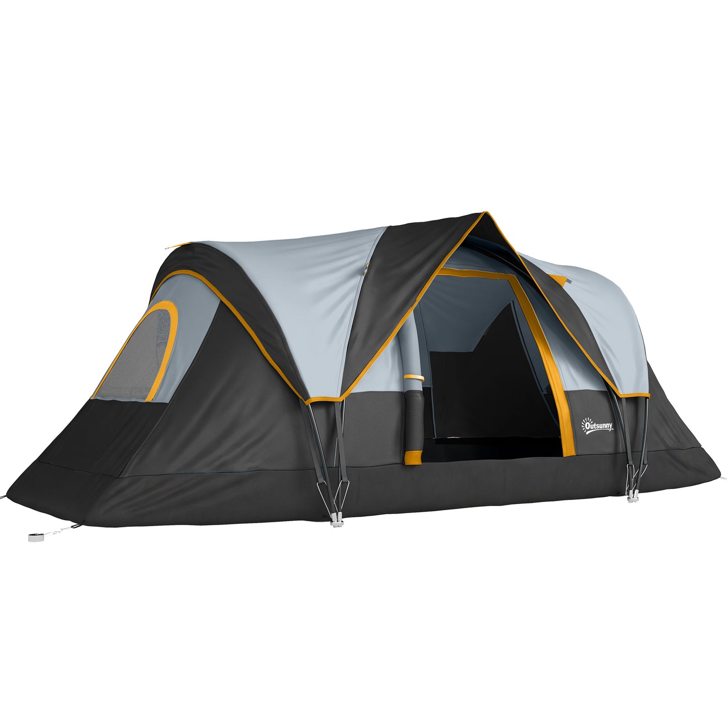 5 Man Camping Tent, Large Tunnel Tent, Water Resistant Hiking Shelter with Groundsheet and Carry Bag, Black