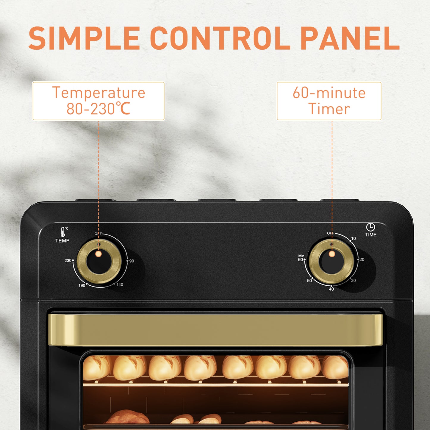 10L Air Fryer Oven, Mini Oven, Oil Free Cooking, Grill, Roast, Bake, with Adjustable Temperature, Timer, Dishwasher Safe