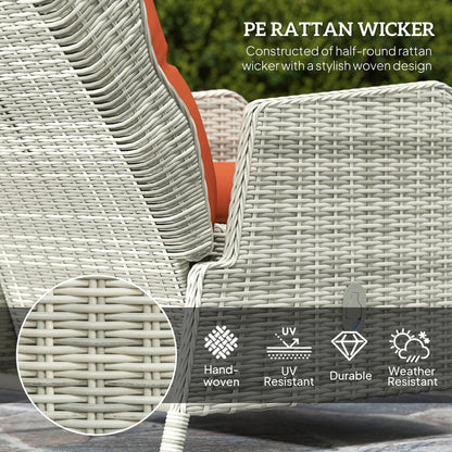 5 Pieces Rattan Bistro Set with Adjustable Back, Reclining Wicker Balcony Furniture with Cushions