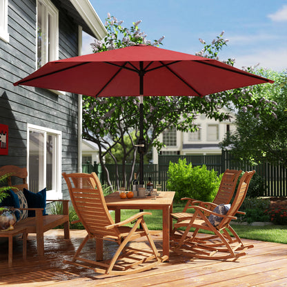 2.6 m Garden Parasol Umbrella with Aluminium Pole, Outdoor Patio Umbrella with Tilt and Crank, Vent, Wine Red