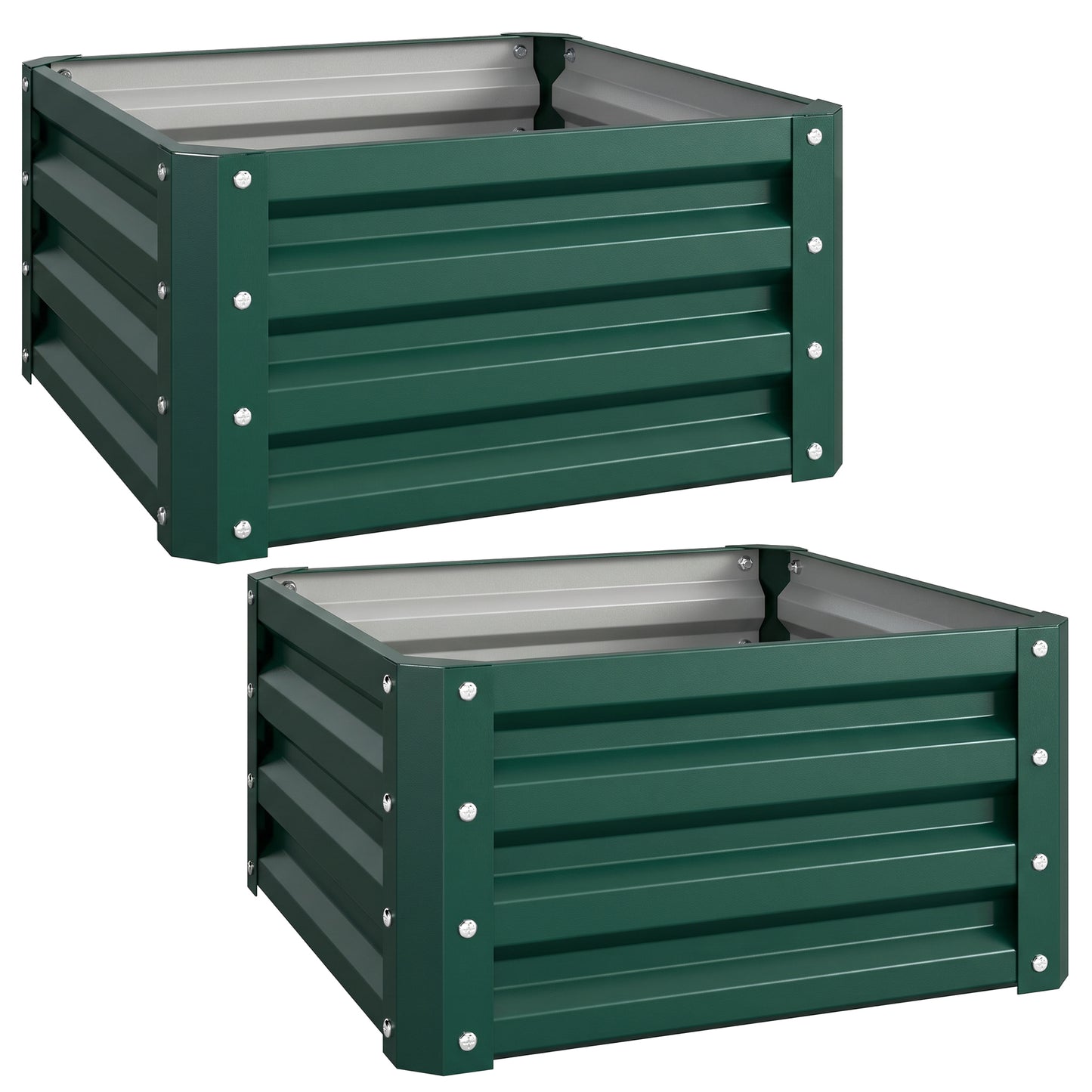 Set of Two 60 x 60cm Steel Planter Boxes - Green
