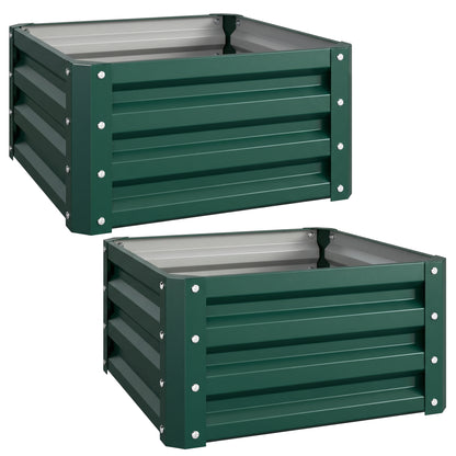Set of Two 60 x 60cm Steel Planter Boxes - Green