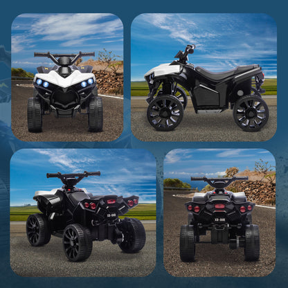 6V Kids ATV, 4 Wheeler Electric Ride on Car with Music and LED Headlights, for Ages 18-56 Months Boys and Girls, White