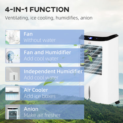 Portable Air Cooler, Evaporative Anion Ice Cooling Fan Water Conditioner Humidifier Unit with 10L Water Tank, 3 Modes