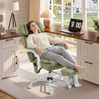 High Back Vibration Massage Office Chair Heated Reclining Computer Chair w/ Adjustable Height, Swivel Wheels, Lime Green