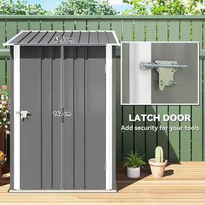 3.3 x 3.4ft Lean To Steel Garden Shed, with Locking Door - Grey