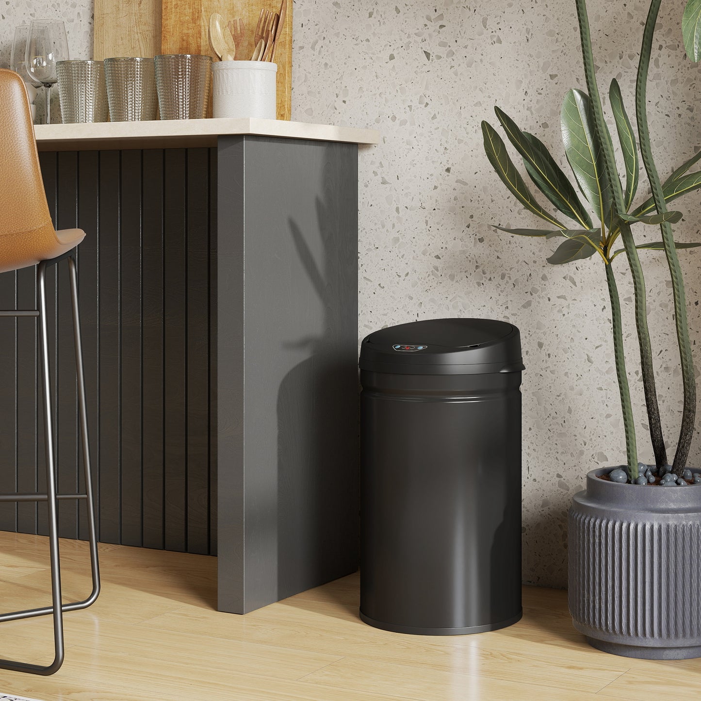 30L Stainless Steel Sensor Bin - Black