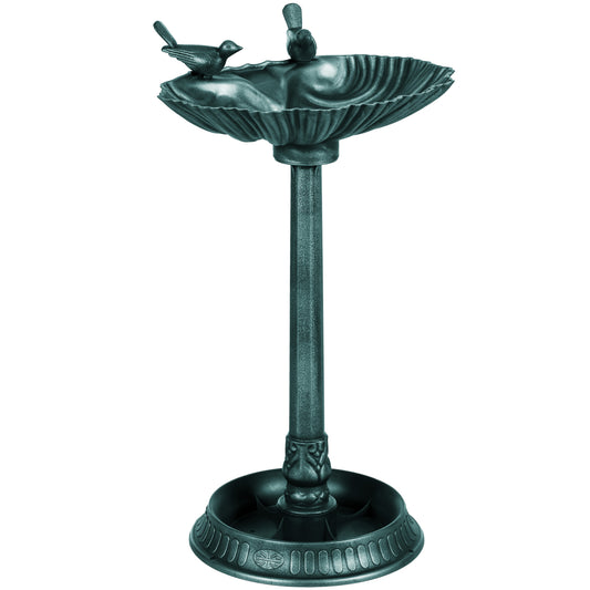 81cm Tall Bird Bath with 2 Decorative Birds, Vintage Style Birdbath with Flower Planter Base, Bird Bath Bowl for Garden