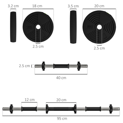 Adjustable Weight Barbell & Dumbbells Set Free Weights Strength Muscle Exercise Home Gym Training, Black and Green