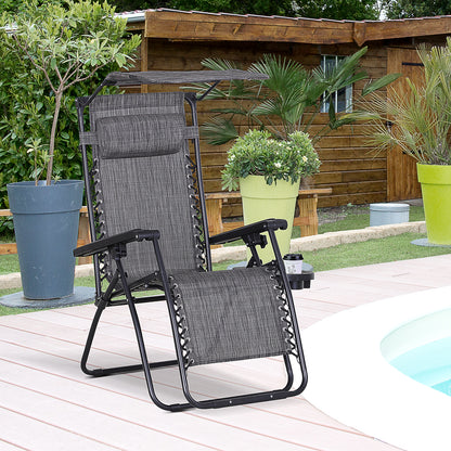 Foldable Reclining Garden Chair with Headrest, Zero Gravity Deck Sun Lounger Seat Chair with Footrest, Armrest