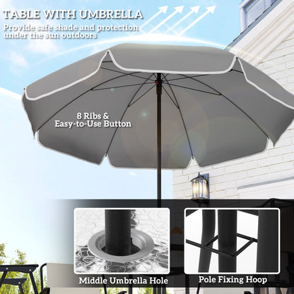 4 Seater Garden Furniture Set, 6 Pieces Garden Table and Chairs with Parasol