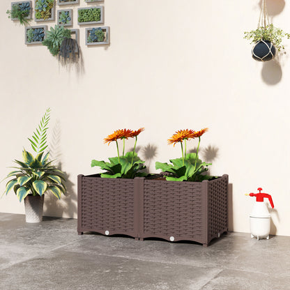 Plastic Raised Garden Bed with Legs, Self Watering Elevated Planter Boxes with Drainage Holes and Plugs