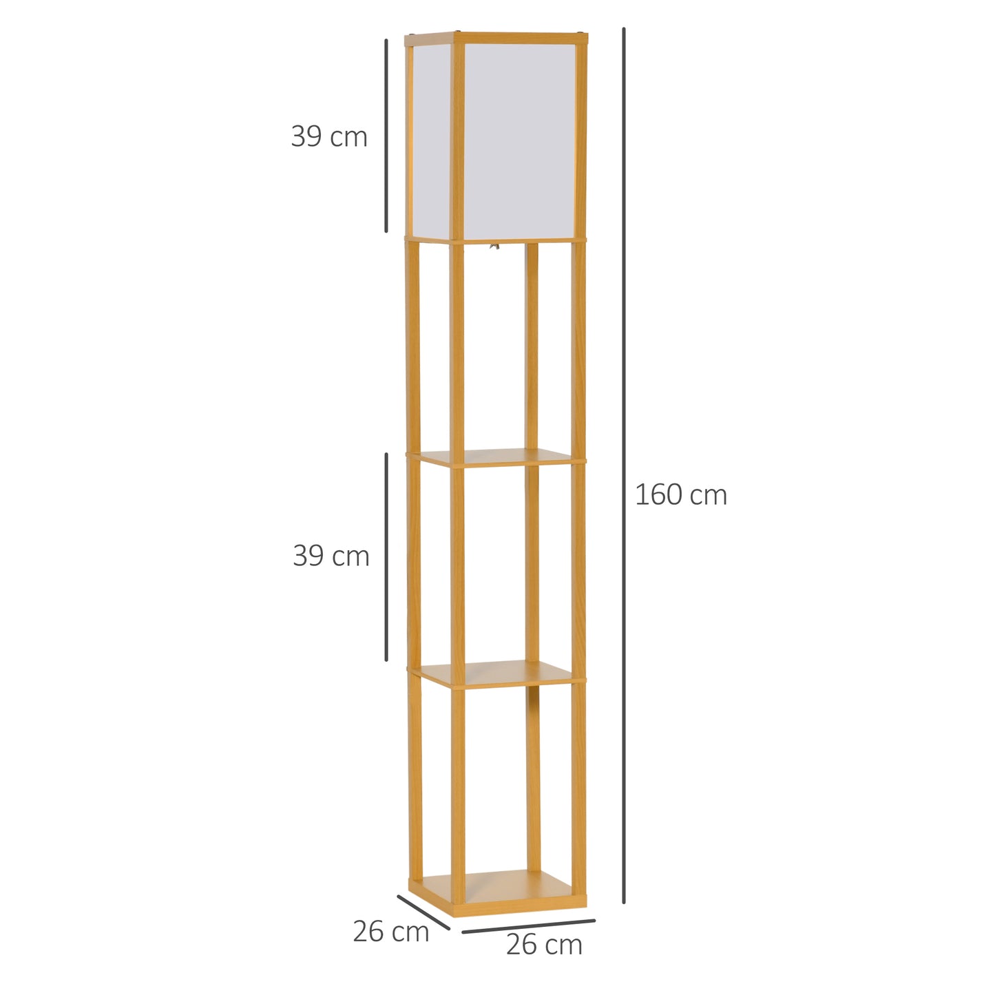 3-Tier Floor Lamp with Shelves and Storage, Modern Corner Standing Lamp with Lampshade, Foot Switch for Living Room, Bedroom