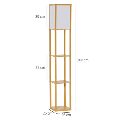 3-Tier Floor Lamp with Shelves and Storage, Modern Corner Standing Lamp with Lampshade, Foot Switch for Living Room, Bedroom