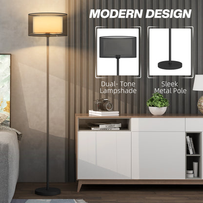 Floor Lamp for Living Room, Modern Standing Lamp with Double Layer Shade & Foot Switch