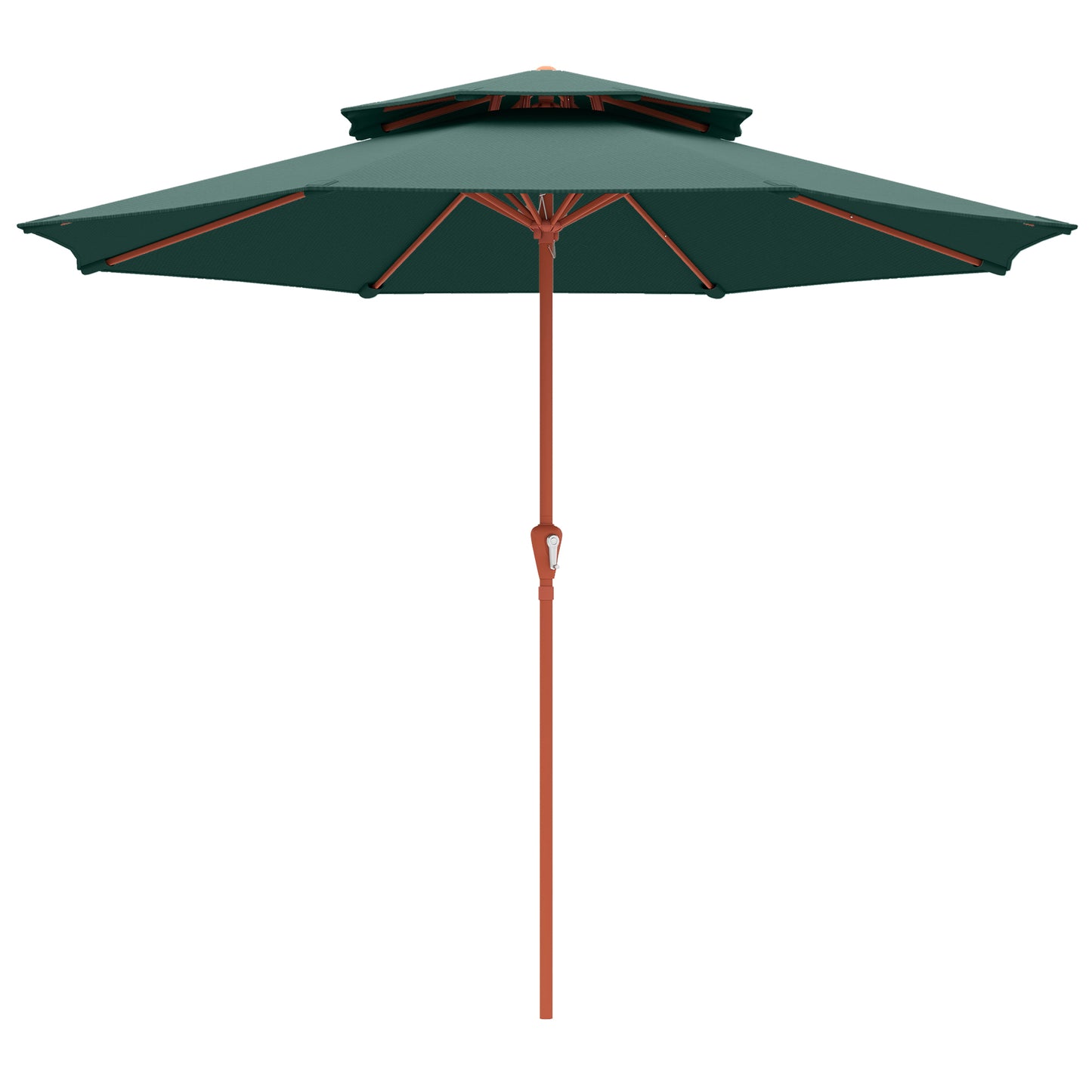 2.7 m Garden Parasol with Double Top Outdoor Market Table Umbrella with Crank System, Green