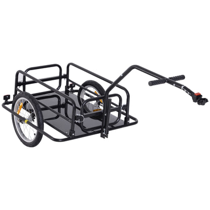 Bike Cargo Trailer Bicycle Trailer Cargo Storage Cart w/ Hitch Cycling Camping Luggage Storage Carrier Transport Steel Black