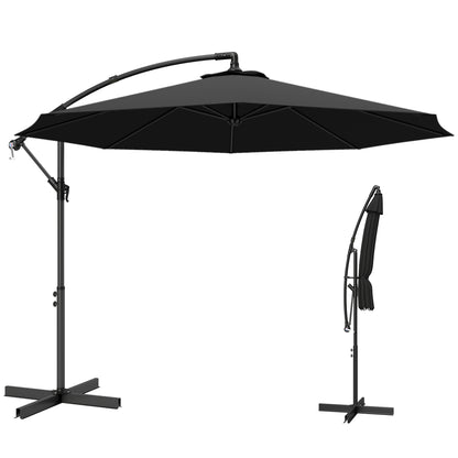 3m Overhanging Cantilever Parasol, with Cross Base - Black