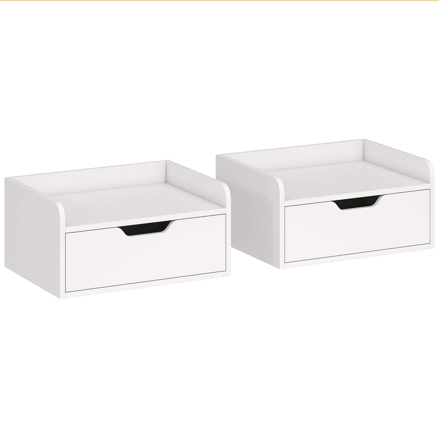 Floating Nightstands Set of 2, Wall Mounted Bedside Table with Drawer for Bedroom, White