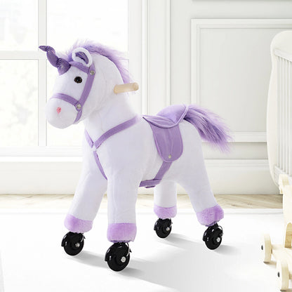 Unicorn Style Plush Riding Toy Horse with Sound Effect