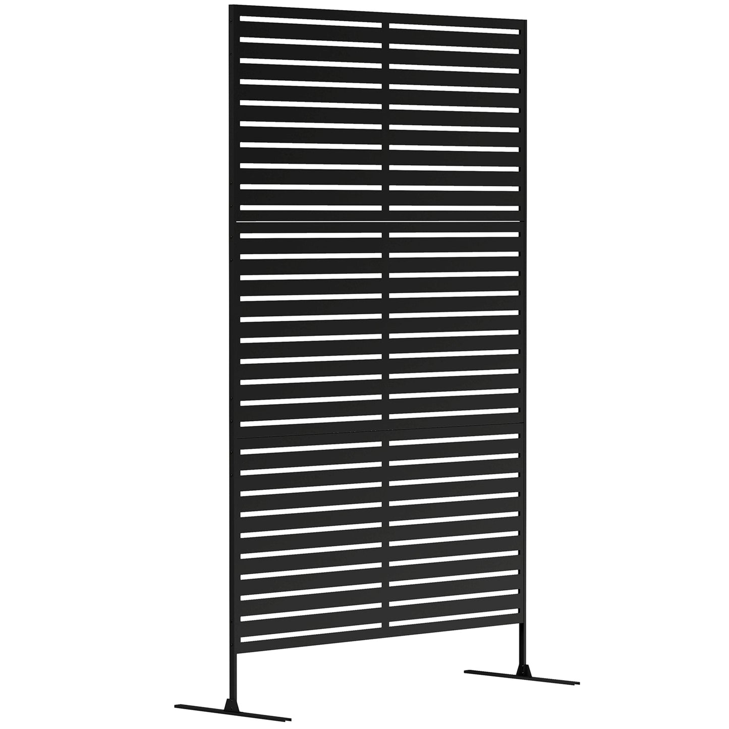 Decorative Privacy Fence Screen, Metal Outdoor Privacy Screen Climbing Plant Trellis with Stand, 122 x 198 cm, Black