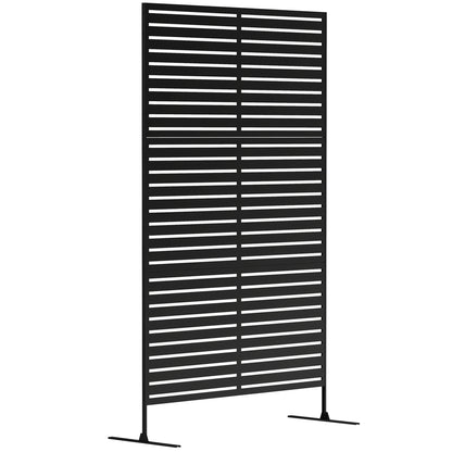 Decorative Privacy Fence Screen, Metal Outdoor Privacy Screen Climbing Plant Trellis with Stand, 122 x 198 cm, Black