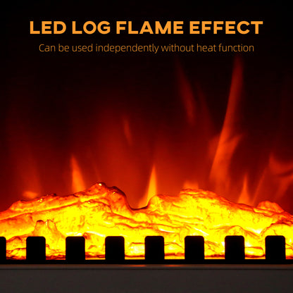 Freestanding Electric Fireplace, Electric Log Burner with LED Flame Effect, Overheating Safety System, 1000W/2000W White