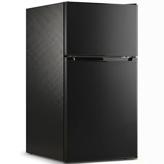 88L Under Counter Fridge Freezer, Small Refrigerator with 5-Setting, 3 Star Freezer Rating, Black