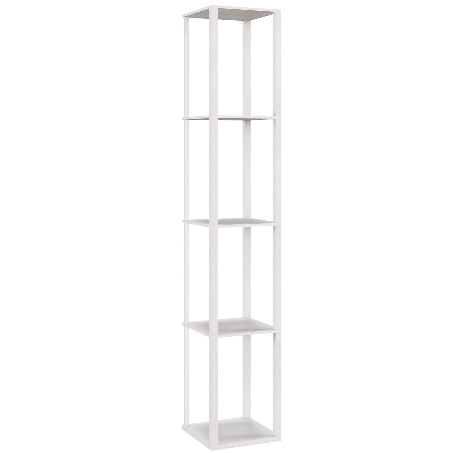 RGB LED Floor Lamp with Shelves, Modern Dimmable Standing Lamp with Remote Control