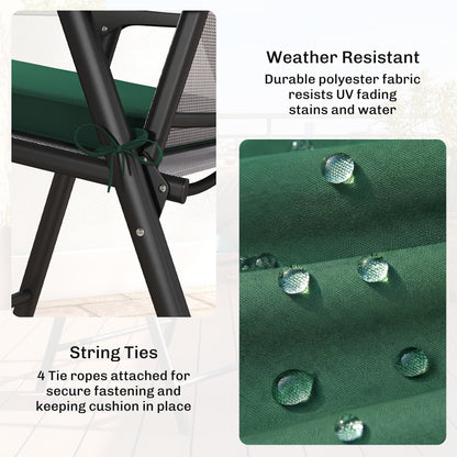 Set of 6 Chair Cushion Seat Pads Dining Chair w/ Straps, Indoor Outdoor Removable Tie On Garden Patio, Green