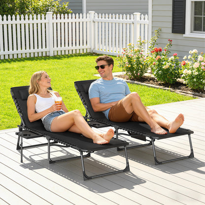 Five-Position Reclining Sun Loungers Set of 2 - Black