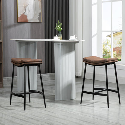 Breakfast Bar Stools Set of 2, Microfibre Upholstered Barstools