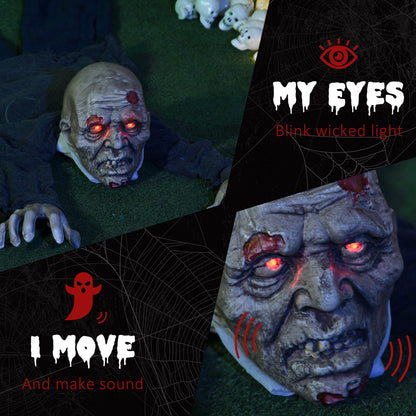 5.2ft Life Size Outdoor Halloween Decoration Crawling Zombie, Animated Prop Decor with Sound and Motion Activated