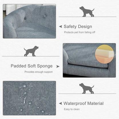 Dog Sofa Bed Pet Chair Couch with Water Resistant Fabric, Kitten Lounge with Soft Cushion, Wooden Frame for Mini Size Dogs