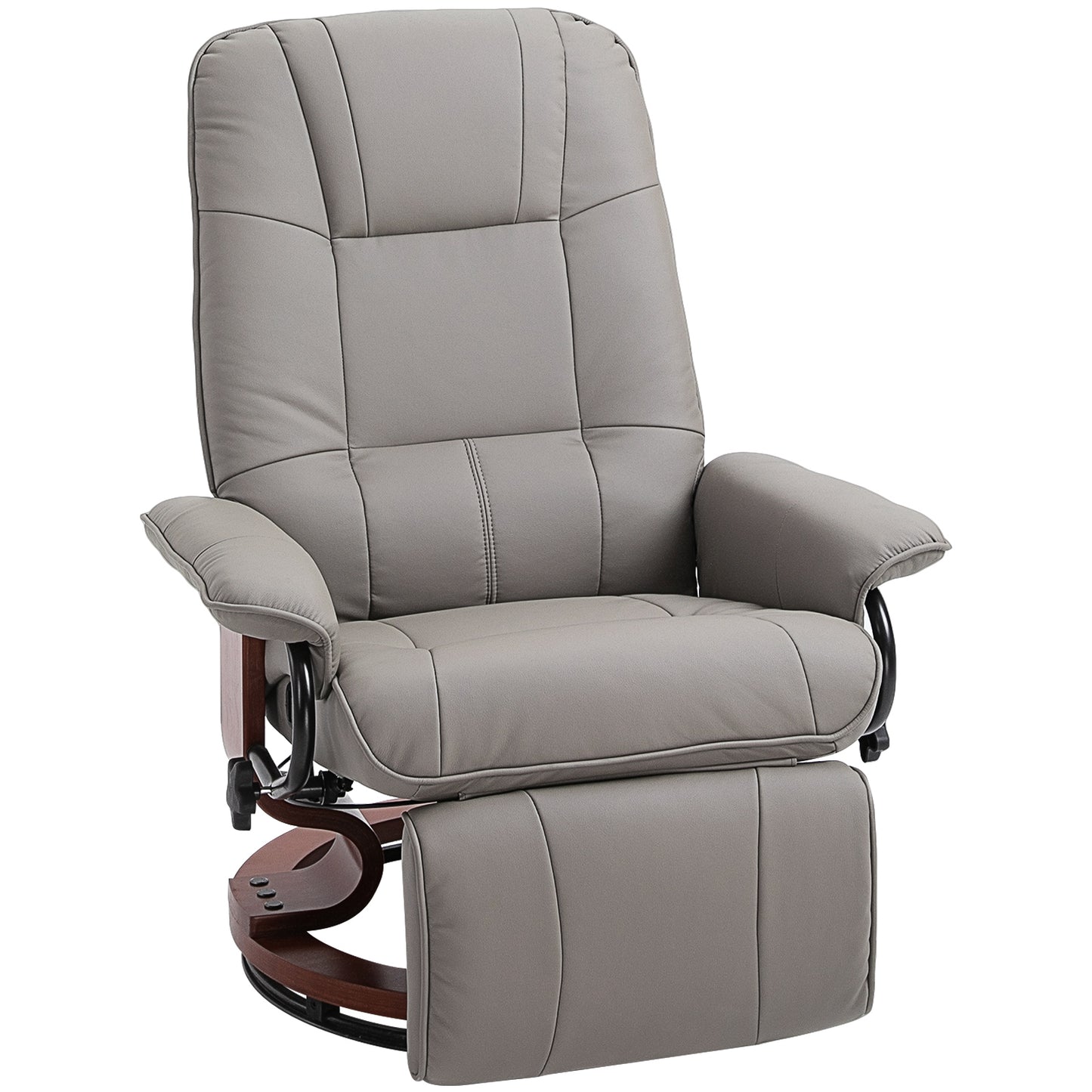 Reclining Swivel Chair, with Footrest - Grey