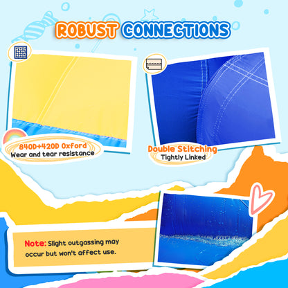 Inflatable Bouncy Castle, Kids Water Bounce House 6 in 1 with 550W Blower, 2 Slides for Garden, Party, Outdoor Indoor