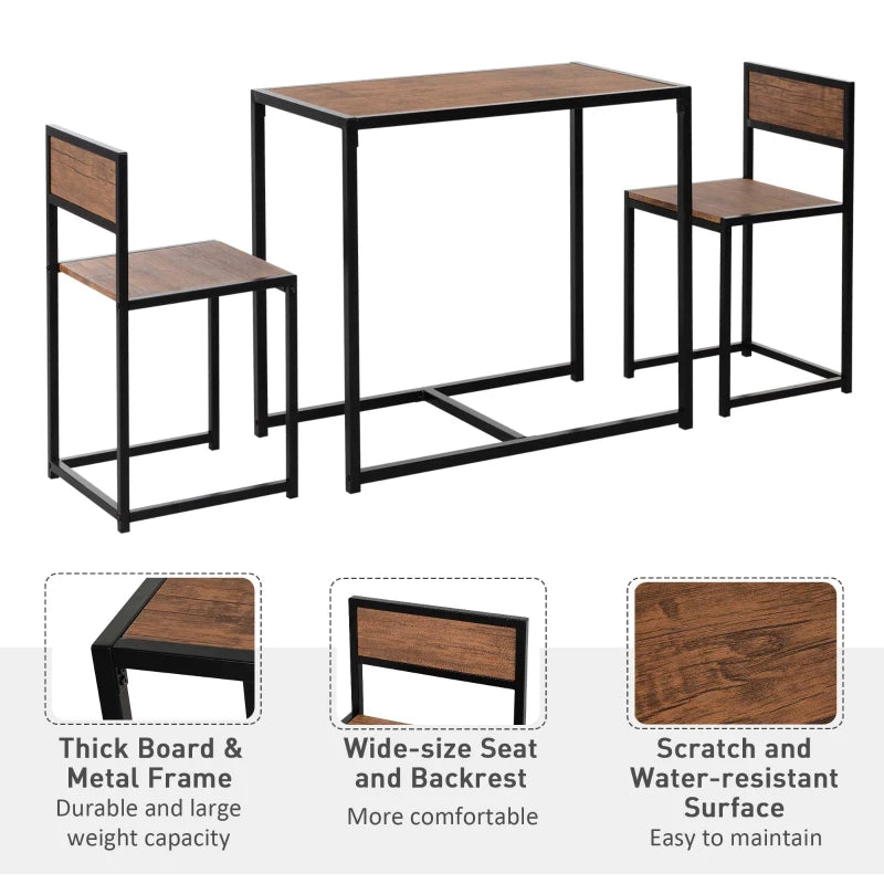 Industrial Design 3 piece Table and Chairs - Steel Frame