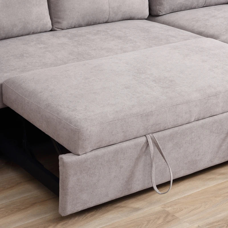 Linen Look L-Shape Sofa Bed with Lift up Storage Section