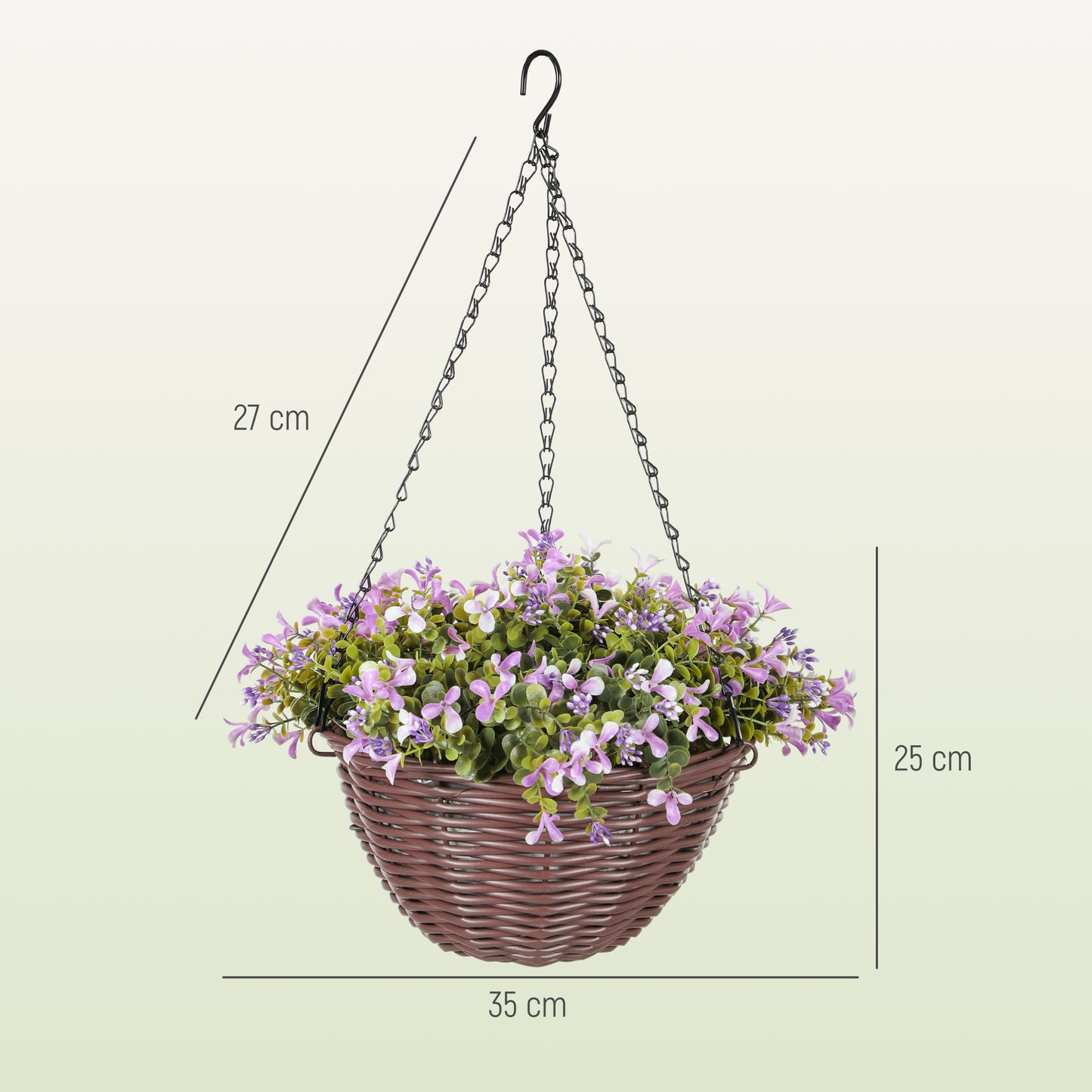 Artificial Flowers in Basket Set of 2, Artificial Hanging Baskets with 75 Leaves and 15 Flowers in Pot