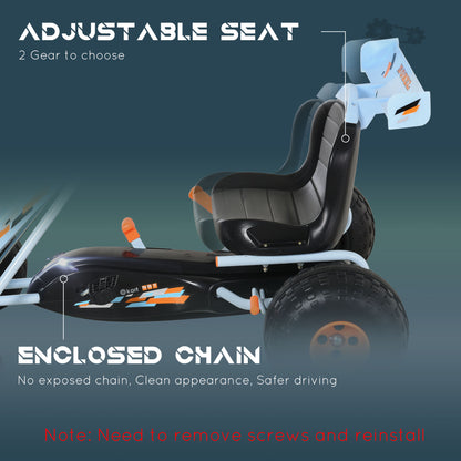 Pedal Go Kart, Kids Ride On Race Car with Brake, Gears Shift, Steering Wheel, Adjustable Seat