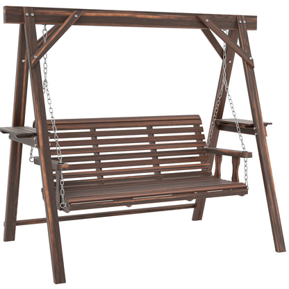 Three-Seater Wooden Swing Bench