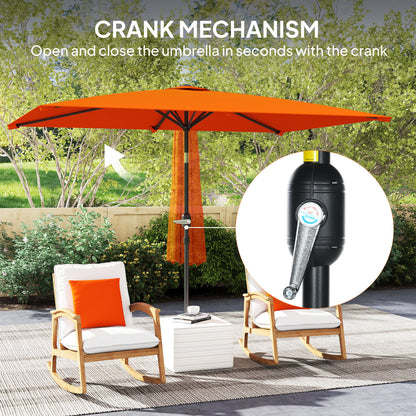 3x2m Garden Parasol Umbrella with Aluminium Pole, Tilt and Crank, Rectangular Outdoor Table Parasol Sun Shade for Patio