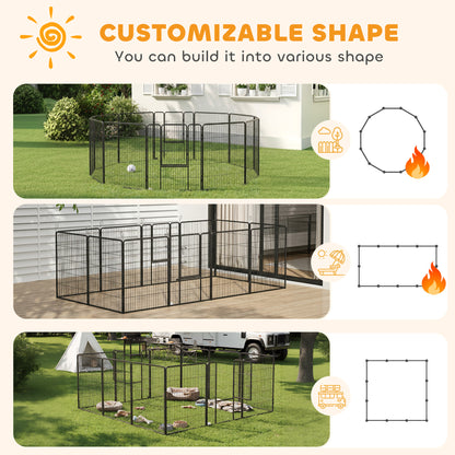 12 Panels Heavy Duty Puppy Playpen, for Small Dogs, Indoor and Outdoor Use - Silver