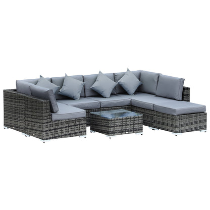 8 Piece Rattan Corner Sofa Set with Wide & Deep Seat, Assembled Aluminium PE Rattan Garden Furniture Set