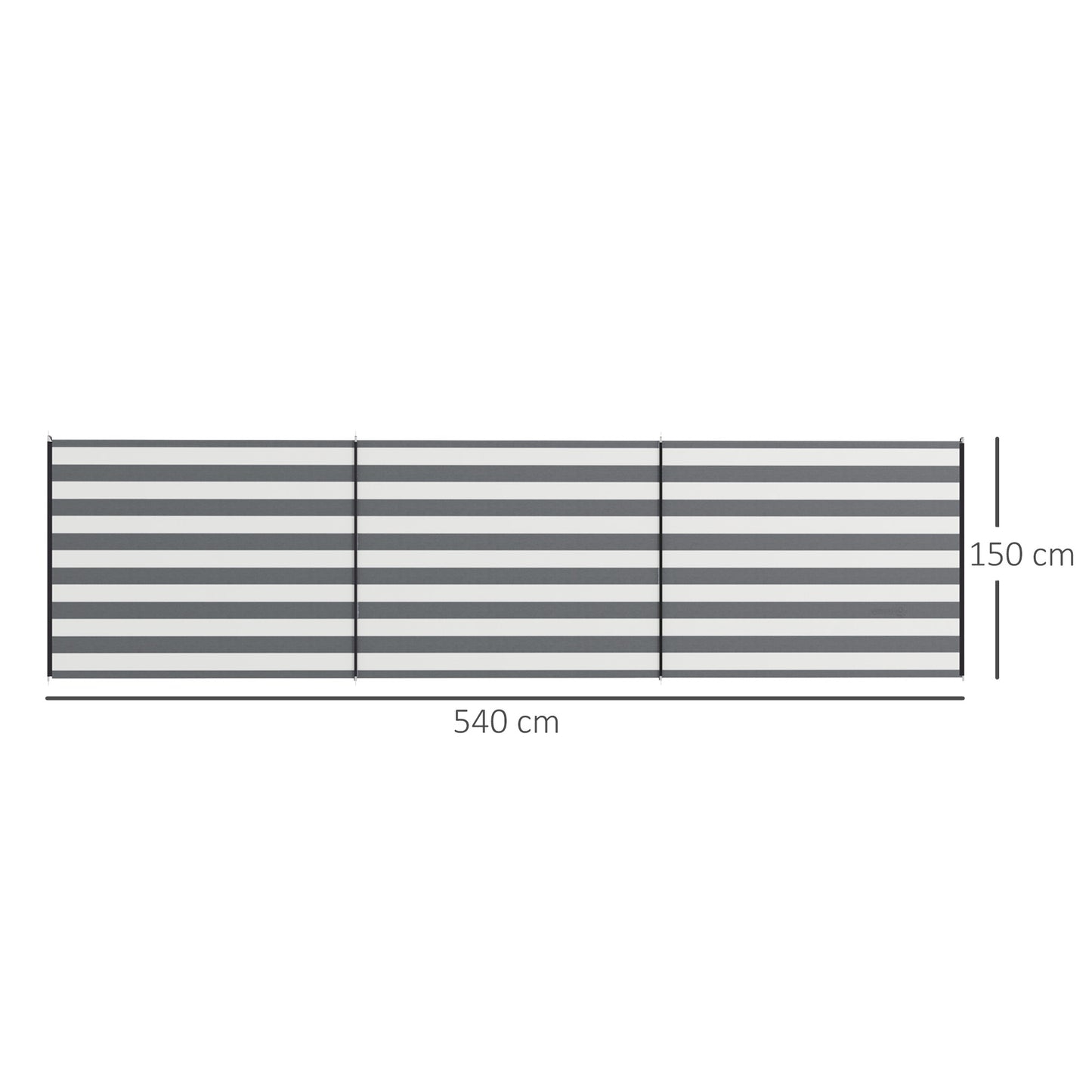 4 Pole Camping Windbreaks, Beach Wind Shield Shelter with Carry Bag and Steel Poles, 540cm x 150cm, Grey and White