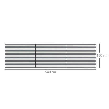 4 Pole Camping Windbreaks, Beach Wind Shield Shelter with Carry Bag and Steel Poles, 540cm x 150cm, Grey and White