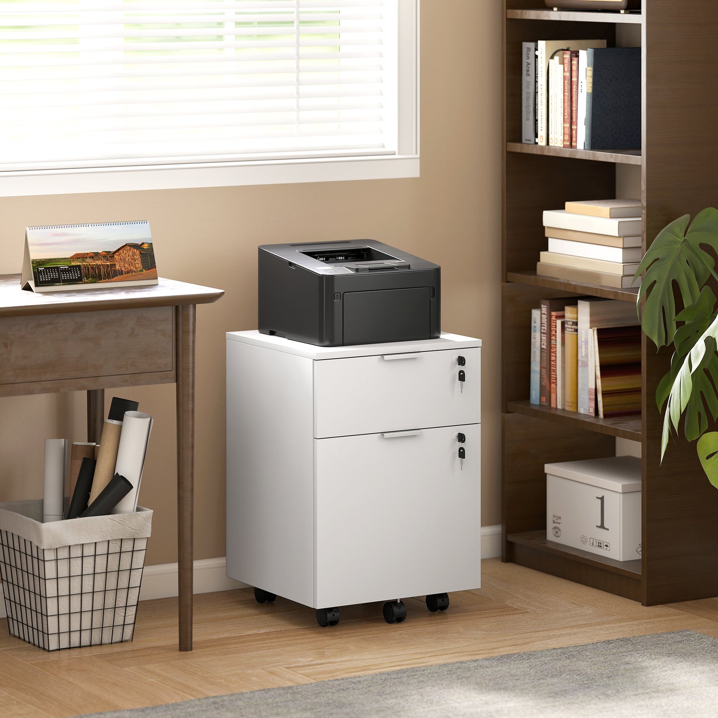 Two-Drawer Lockable Filing Cabinet - White