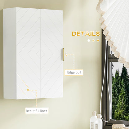 Bathroom Wall Cabinet, Over Toilet Storage Cupboard with Adjustable Shelves for Hallway, Living Room, White
