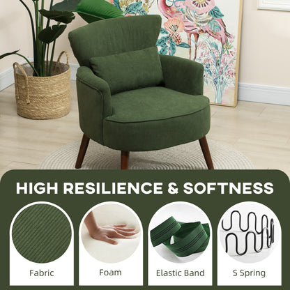Corduroy Retro Accent Chair - Green
