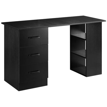 Computer Desk with Drawers, Home Office Desk, Writing Table, PC Workstation with 3 Storage Shelves for Working, Study